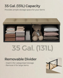 Songmics Foldable Storage Bench With Flip-Top Design, Sturdy Ottoman Seat For Bedroom Or Entryway, Camel Brown - thumbnail 5