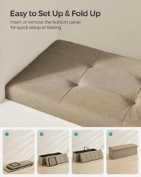 Songmics Foldable Storage Bench With Flip-Top Design, Sturdy Ottoman Seat For Bedroom Or Entryway, Camel Brown - thumbnail 6