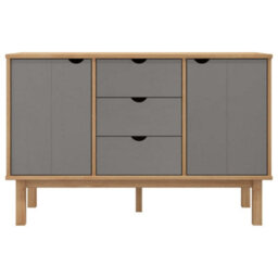 Berkfield Classic Sideboard Brown And Grey 113.5X43X73 Cm Solid Wood Pine - thumbnail 3