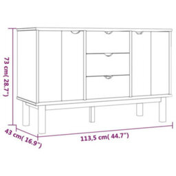 Berkfield Classic Sideboard Brown And Grey 113.5X43X73 Cm Solid Wood Pine - thumbnail 6