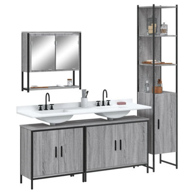 Berkfield 4 Piece Bathroom Furniture Set Grey Sonoma Engineered Wood - image 1