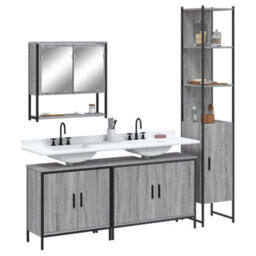 Berkfield 4 Piece Bathroom Furniture Set Grey Sonoma Engineered Wood - thumbnail 1
