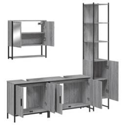 Berkfield 4 Piece Bathroom Furniture Set Grey Sonoma Engineered Wood - thumbnail 5