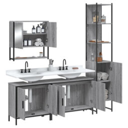 Berkfield 4 Piece Bathroom Furniture Set Grey Sonoma Engineered Wood - thumbnail 4