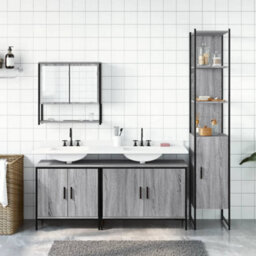 Berkfield 4 Piece Bathroom Furniture Set Grey Sonoma Engineered Wood - thumbnail 3