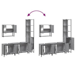Berkfield 4 Piece Bathroom Furniture Set Grey Sonoma Engineered Wood - thumbnail 9