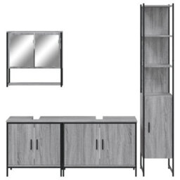 Berkfield 4 Piece Bathroom Furniture Set Grey Sonoma Engineered Wood - thumbnail 6
