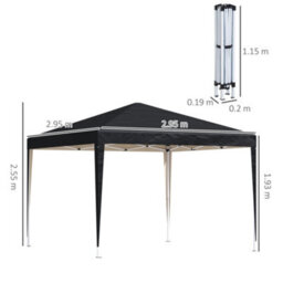 Outsunny 3 X 3M Garden Pop Up Gazebo Marquee Party Tent Wedding Canopy Black - thumbnail 3