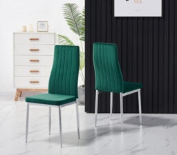 Furnizone UK Rexel 4-Seater 120Cm Rectangular Clear Glass Dining Table And 4 Monza Green Velvet Chairs - thumbnail 5