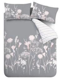 Catherine Lansfield Meadowsweet Floral Grey Duvet Cover Set Super King Bedding Set - thumbnail 5