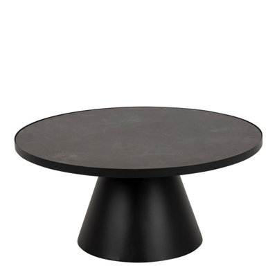 Furniture To Go Soli Low Round Ceramic Coffee Table In Black 85.7X40Cm - image 1