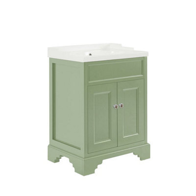 Homestylestore Pastel Green 630mm Bathroom Vanity Unit And Round Chrome Handles - image 1