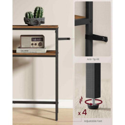 Long Console Table With 2 Shelves, Narrow Hallway Sofa Table For Entryway, Rustic Brown And Ink Black - thumbnail 4
