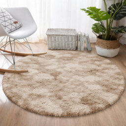 Aspire Homeware Non-Slip Tie Dye Beige Shaggy Rug Soft Fluffy Round, Living Area And Bedroom Rug, (L)120Cm X (W)120Cm - thumbnail 6