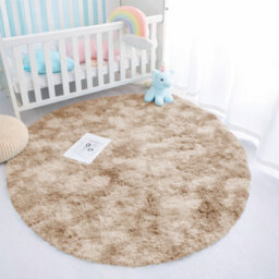 Aspire Homeware Non-Slip Tie Dye Beige Shaggy Rug Soft Fluffy Round, Living Area And Bedroom Rug, (L)120Cm X (W)120Cm - thumbnail 1