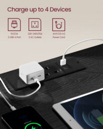 LEDREM Kailyn Collection - Nightstand With Charging Station, Bedside Table With Drawers, Side End Table, 2 Ac Outlets, 2 Usb Ports - thumbnail 3