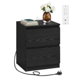 LEDREM Kailyn Collection - Nightstand With Charging Station, Bedside Table With Drawers, Side End Table, 2 Ac Outlets, 2 Usb Ports - thumbnail 2