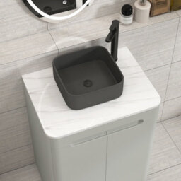 Royal Bathrooms Venice 600mm Dove Grey Freestanding Bathroom Countertop Vanity Unit 2 Door With Art Square Basin - thumbnail 6
