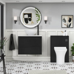 Royal Bathrooms Royal Bathroom Elmore 700mm Matt Nocturne Black Wall Mounted Bathroom Vanity Unit 2 Drawer Plain White Worktop With Breeze Basin - thumbnail 5