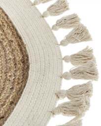 Beliani Round Jute Area Rug 120 Cm Beige Samsun - thumbnail 7