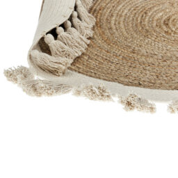 Beliani Round Jute Area Rug 120 Cm Beige Samsun - thumbnail 5