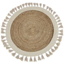 Beliani Round Jute Area Rug 120 Cm Beige Samsun - thumbnail 1