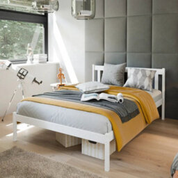 Arte King Wooden Bed Eu Double 140X200Cm In White - Scandinavian Freshness, Safe & Solid - thumbnail 1