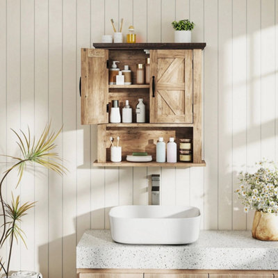 Medicine Cabinet With Doors Farmhouse Wall Mounted Bathroom Cabinet - image 1