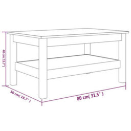 Berkfield Coffee Table White 80X50X40 Cm Solid Wood Pine - thumbnail 8