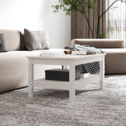 Berkfield Coffee Table White 80X50X40 Cm Solid Wood Pine - thumbnail 5