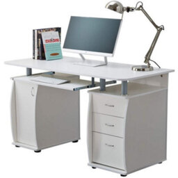 Wicklow Computer Desk With Cabinet And 3 Drawers - White - thumbnail 2