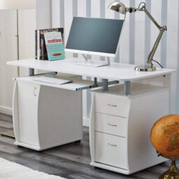 Wicklow Computer Desk With Cabinet And 3 Drawers - White