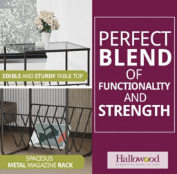 Hallowood Furniture Bourton Black Magazine Side Table With Glass Top - thumbnail 4