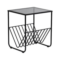 Hallowood Furniture Bourton Black Magazine Side Table With Glass Top - thumbnail 7