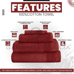 Gc Gaveno Cavailia Hampton Royal 4 Pack Jumbo Bath Sheet 80X170 Red Egyptian Cotton Premier Super Absorbent Towel - thumbnail 2