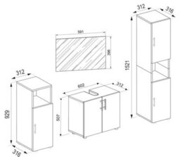 Vcm 4-Piece Bathroom Furniture Set Complete Flandu Ii - thumbnail 4