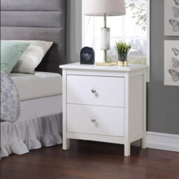 Living And Home White 2 Drawer Bedside Table Cabinet Chest Wooden Nightstand Chest Of Drawer - thumbnail 2