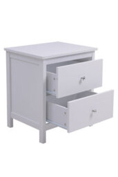 Living And Home White 2 Drawer Bedside Table Cabinet Chest Wooden Nightstand Chest Of Drawer - thumbnail 5