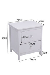 Living And Home White 2 Drawer Bedside Table Cabinet Chest Wooden Nightstand Chest Of Drawer - thumbnail 6