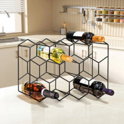 Living And Home 11 Bottle Storage Creative Hexagon Steel Wine Rack W 45X D 22X H 49.5 Cm