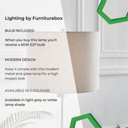 Furniturebox Esme Clear Glass And Chrome Metal Table Lamp Light With Grey Shade Including A Rated Energy Efficient Led Bulb - thumbnail 8