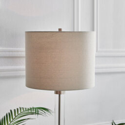 Furniturebox Esme Clear Glass And Chrome Metal Table Lamp Light With Grey Shade Including A Rated Energy Efficient Led Bulb - thumbnail 3