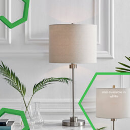 Furniturebox Esme Clear Glass And Chrome Metal Table Lamp Light With Grey Shade Including A Rated Energy Efficient Led Bulb - thumbnail 7