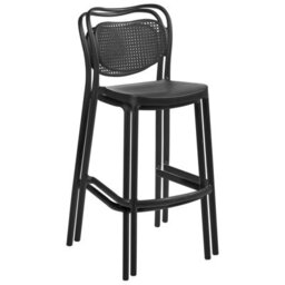 Wyld And Coco Nova Home Set Of 2 Black Retro Bar Chairs - Weatherproof Indoor Outdoor Seating - thumbnail 6