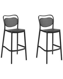 Wyld And Coco Nova Home Set Of 2 Black Retro Bar Chairs - Weatherproof Indoor Outdoor Seating - thumbnail 3