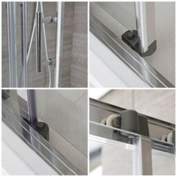 Homestylestore Chrome Reversible Walk In Wet Room Sliding Door Shower Enclosure And White Tray With Fast Flow Waste 1400 X 800mm - thumbnail 3