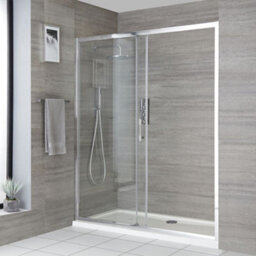 Homestylestore Chrome Reversible Walk In Wet Room Sliding Door Shower Enclosure And White Tray With Fast Flow Waste 1400 X 800mm - thumbnail 2
