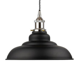 Matt Black St Edmund's Painted Dome Pendant Light With Nickel Lamp Holder And Grey Twisted Cable - Se Home - thumbnail 1