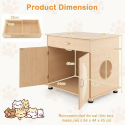 Wooden Cat Litter Box Enclosure With Sisal Scratching Doors Hidden Cat Washroom - thumbnail 2