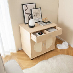 Wooden Cat Litter Box Enclosure With Sisal Scratching Doors Hidden Cat Washroom - thumbnail 4